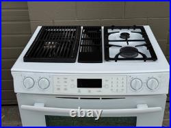 Jenn-Air White 30 Inch Downdraft Slide-In Gas Range Dual Fuel 240V Electric Oven