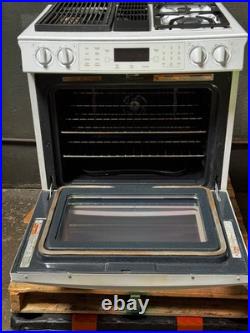 Jenn-Air White 30 Inch Downdraft Slide-In Gas Range Dual Fuel 240V Electric Oven