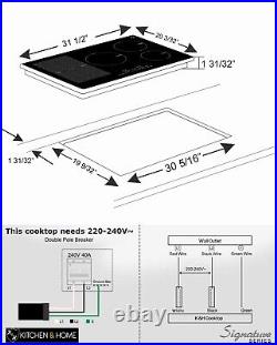 K&H REFURBISHED 5 Burner 30 Induction Ceramic Cooktop 240V IN30-9200FLX