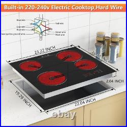 KADORER 24 in Electric Cooktop 4 burner Electric Ceramic Stove 220V-240V 6000W