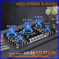 KADORER 36 Inch Gas Cooktop Propane Gas Stove Top with 5 burners Griddle NG/LPG