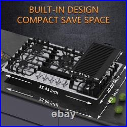 KADORER 36 Inch Gas Cooktop Propane Gas Stove Top with 5 burners Griddle NG/LPG