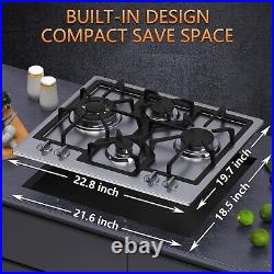 KADORER Bulit-in Gas Cooktop 24 inch Propane Stove Top With 4 Burner NG / LPG