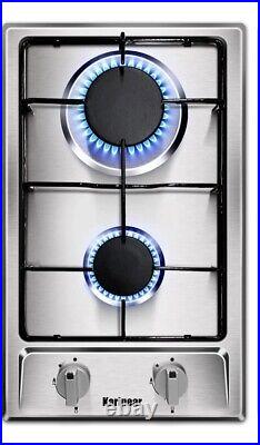 Karinear 12 Inch Gas Cooktop Drop-in Stainless Steel Gas Stove Top for LPG/NG
