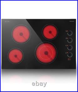 Karinear 30 Inch Electric Cooktop 4 Burners, Knob Control Built-in Ceramic