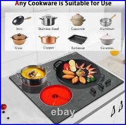 Karinear Electric Ceramic Cooktop, 24 Inch Electric Cooktop, 3 Burners Built-in