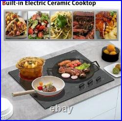 Karinear Electric Ceramic Cooktop, 24 Inch Electric Cooktop, 3 Burners Built-in