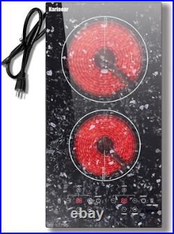 Karinear Electric Cooktop 2 Burners, 110v Plug in Electric Stove Top Marbled Karinear Electric Cooktop 2 Burners, 110v Plug in Electric Stove Top Marbled