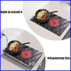 Karinear Electric Cooktop 2 Burners, 110v Plug in Electric Stove Top Marbled Karinear Electric Cooktop 2 Burners, 110v Plug in Electric Stove Top Marbled