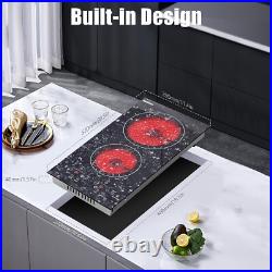 Karinear Electric Cooktop 2 Burners, 110v Plug in Electric Stove Top Marbled Karinear Electric Cooktop 2 Burners, 110v Plug in Electric Stove Top Marbled