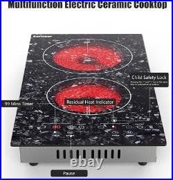 Karinear Electric Cooktop 2 Burners, 110v Plug in Electric Stove Top Marbled Karinear Electric Cooktop 2 Burners, 110v Plug in Electric Stove Top Marbled