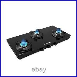 Kitchen Appliances 3 Burner Gas Stove Toughened Glass Cooktop Manual Ignition