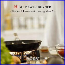 Kitchen Gas Cooktop Dual Burners Black Tempered Glass Countertop Drop-in Gas Hob