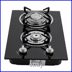 Kitchen Gas Cooktop Stove Top 2 Burners LPG/Propane Gas Stove Toughened Glass US