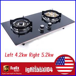 Kitchen Gas Cooktop Stove Top 2 Burners Tempered Glass Built-In LPG/NG Black NEW