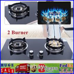Kitchen Gas Cooktop Stove Top 2 Burners Tempered Glass Built-In NG Gas Stove