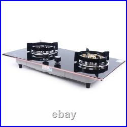 Kitchen Gas Cooktop Stove Top 2 Burners Tempered Glass Built-In NG Gas Stove
