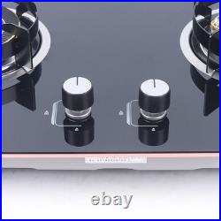 Kitchen Gas Cooktop Stove Top 2 Burners Tempered Glass Built-In NG Gas Stove