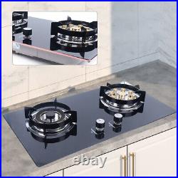 Kitchen Gas Cooktop Stove Top 2 Burners Tempered Glass LPG/NG Built-In Gas Stove