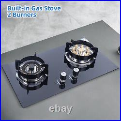 Kitchen Gas Cooktop Stove Top Tempered Glass Built-In 2 Burners Gas Stove