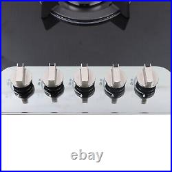 Kitchen LPG/NG Gas Cooker Stove 5 Burner Built-in Tempered Glass Top Cooking TOP