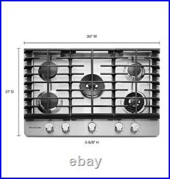 KitchenAid 30 Stainless 5 Burner Natural Gas Cooktop KCGS950ESS