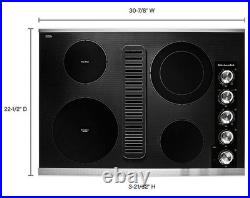 KitchenAid 30 W 4-Element Electric Cooktop with Downdraft Exhaust KCED600GSS, NEW