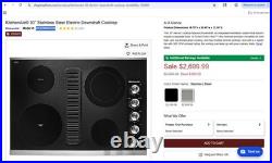 KitchenAid 30 W 4-Element Electric Cooktop with Downdraft Exhaust KCED600GSS, NEW