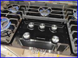 KitchenAid 36 Architect II Gas-on-Glass Built-In Range Black Cooktop, Excellent