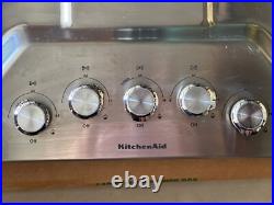 KitchenAid 36 Stainless Steel Gas Cooktop with 5 Sealed Burners KCGS356ESS00
