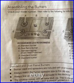 KitchenAid 36 Stainless Steel Gas Cooktop with 5 Sealed Burners KCGS356ESS00