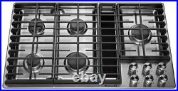 KitchenAid 36 W 5-Burner Gas Cooktop with Downdraft Exhaust Vent, KCGD506GSS, NEW