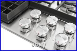 KitchenAid 36 W 5-Burner Gas Cooktop with Downdraft Exhaust Vent, KCGD506GSS, NEW