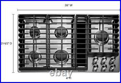 KitchenAid 36 W 5-Burner Gas Cooktop with Downdraft Exhaust Vent, KCGD506GSS, NEW