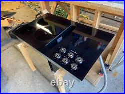 KitchenAid KCED606GBL 36 Electric Downdraft Cooktop 5 Burner Black Glass TESTED