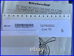 KitchenAid KCED606GBL 36 Electric Downdraft Cooktop 5 Burner Black Glass TESTED