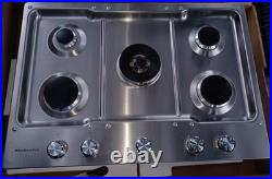 KitchenAid KCGS550ESS06 30 5-Burner Gas Cooktop Stainless Steel Excellent
