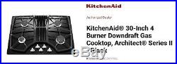 KitchenAid KGCD807XBL 30 Black 4 Burner Gas Downdraft Cooktop NIB #28196 HL