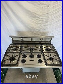 KitchenAid KGCS166GSS0 36 sealed burner gas cooktop with retractable downdraft