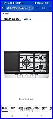 LG 36 Built-In Smart Gas Cooktop with 5 Burners and EasyClean Stainless