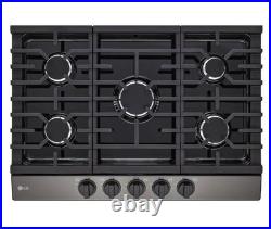 LG Gas Cooktop CBGJ3023D 30 5 Burner, Stainless Steel, Easy Clean, Black