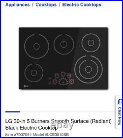LG LCE3010SB 30 Black 5 Element Smoothtop Electric Cooktop NIB