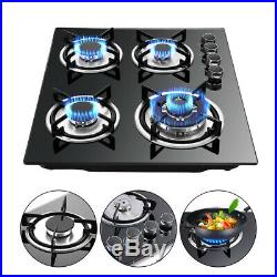 LPG/NG Gas Cooktop 23.3 4 Burners Built-in Stove Tempered glass Surface Cooker