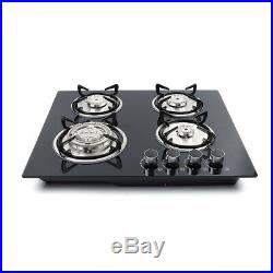 LPG/NG Gas Cooktop 23.3 4 Burners Built-in Stove Tempered glass Surface Cooker