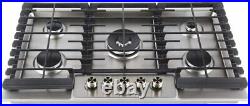LYCAN Gas Cooktop Stainless Steel Stove Top 5 Italy Sabaf Burners 36in Gas Range