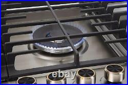 LYCAN Gas Cooktop Stainless Steel Stove Top 5 Italy Sabaf Burners 36in Gas Range