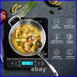 Luxury Portable Induction Cooktop 1800W with LCD Touch Control Silver Elegance
