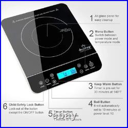 Luxury Portable Induction Cooktop 1800W with LCD Touch Control Silver Elegance