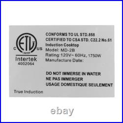 MD-2B 20 In. Mini Duo Dual Element Black Induction Glass-Ceramic Cooktop 1750W 8