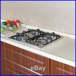 METAWELL 23in. GAS Stainless Steel Cooktop Stove Cook Top 4 Burner US Seller